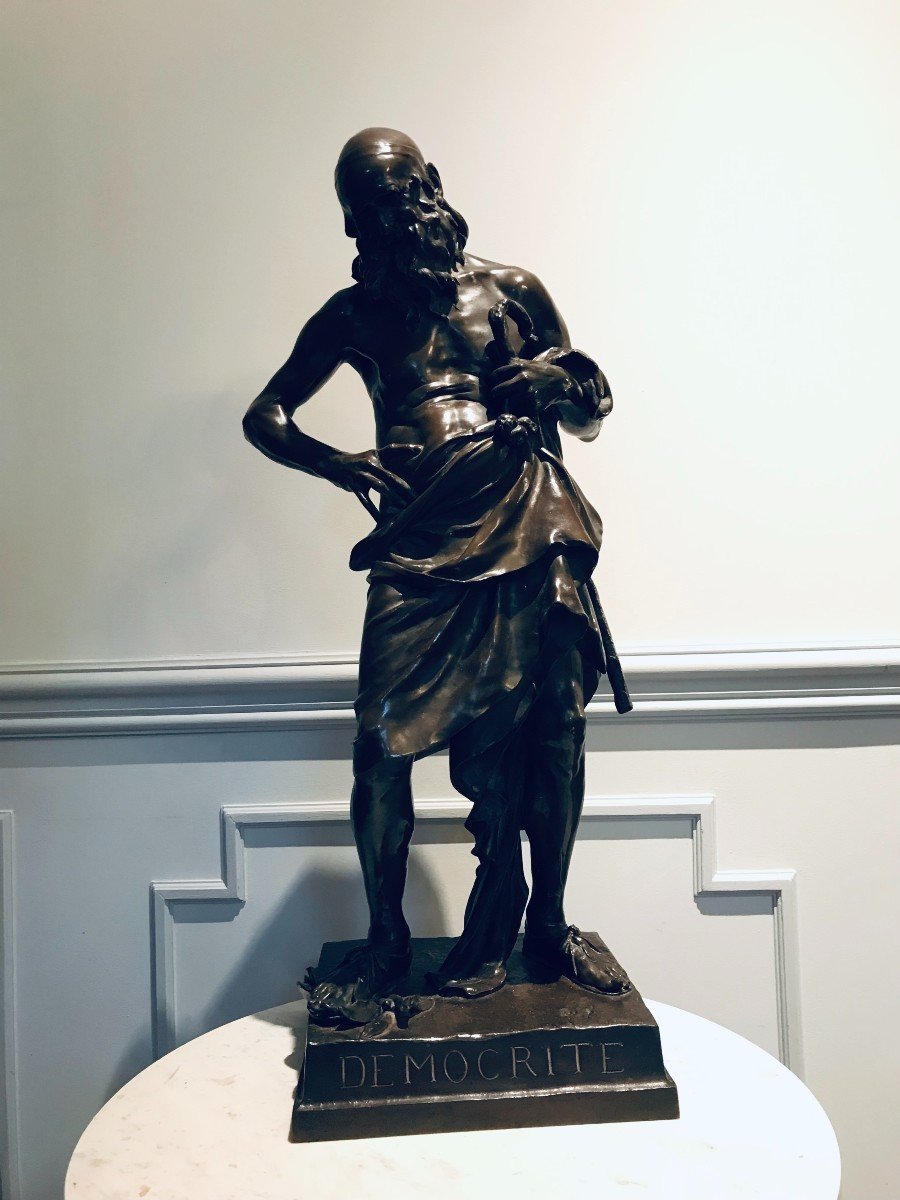 Bronze Patine Brune De Démocrite Par Etcheto-photo-3