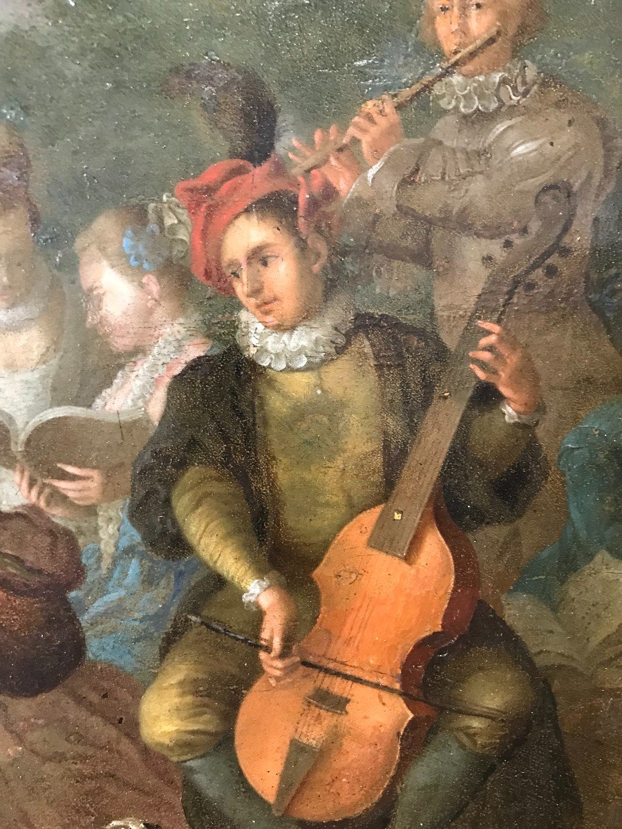 Oil On Copper 18th Century "musicians"-photo-1
