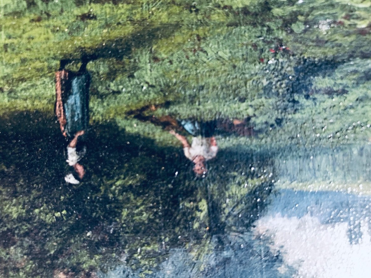 Huile Sur Panneau : Le Jardinage -photo-3