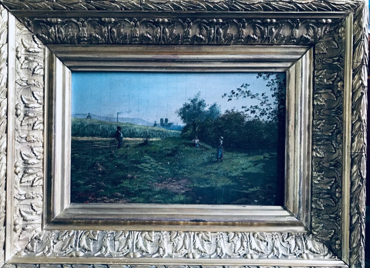 Huile Sur Panneau : Le Jardinage 