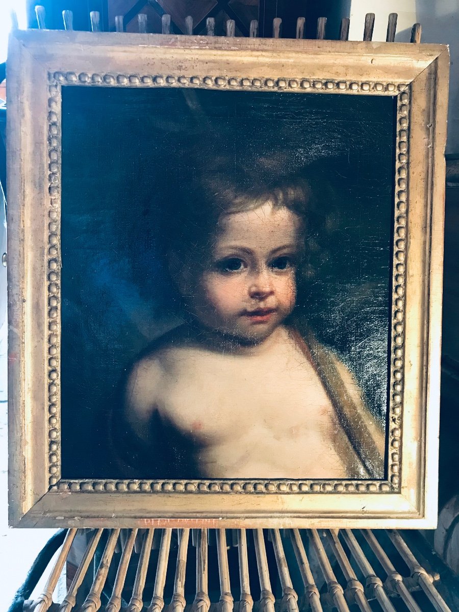 Huile Sur Toile Du XVIIIe St  Jean-baptiste -photo-2