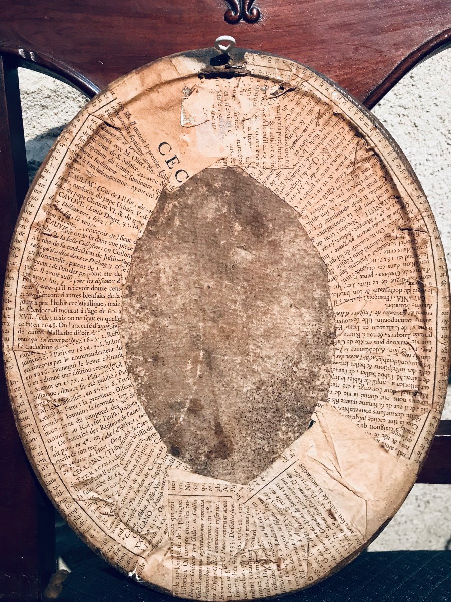 Dessin à La Sanguine XVIIIe Dans Un Cadre Oval  - jeune fille -photo-4