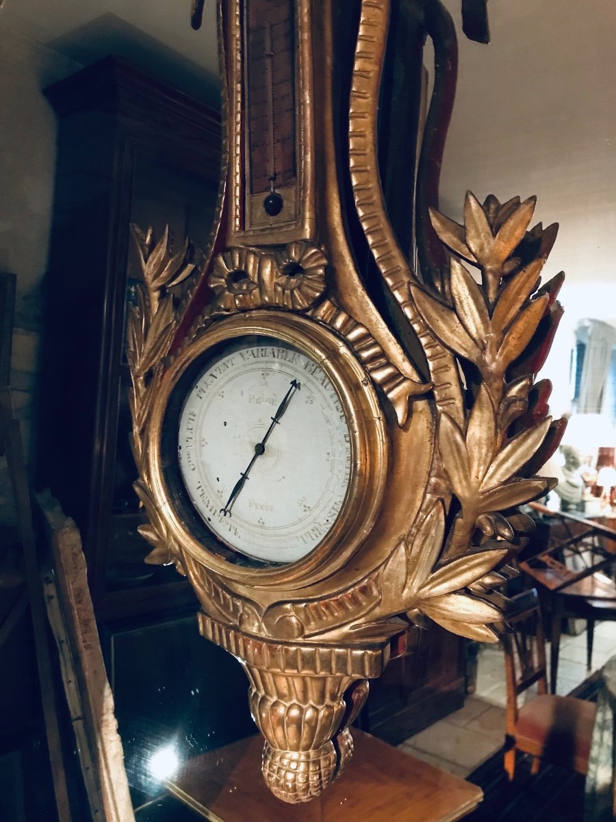 Baromètre En Bois Doré D’époque Louis XVI-photo-4