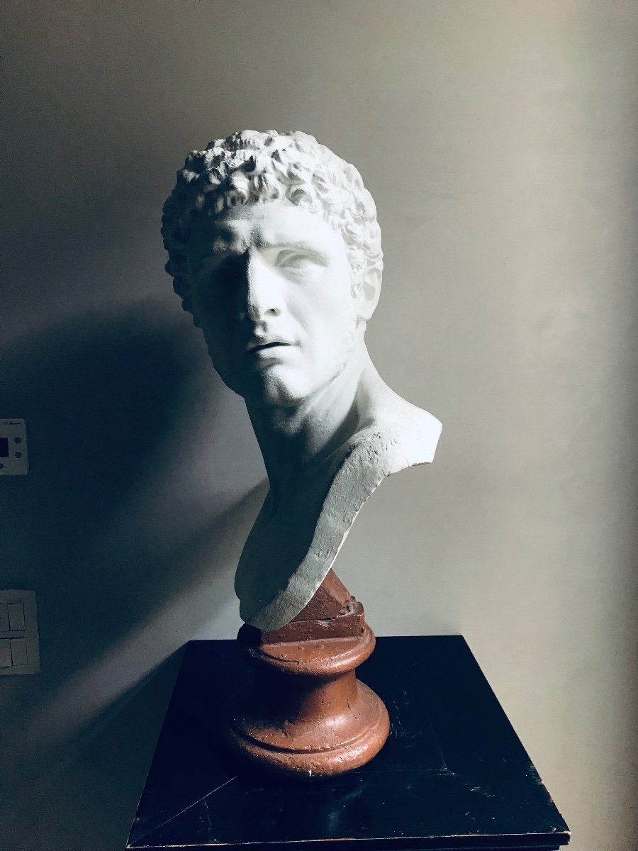 Buste D’un Jeune Empereur Romain En Plâtre -photo-4
