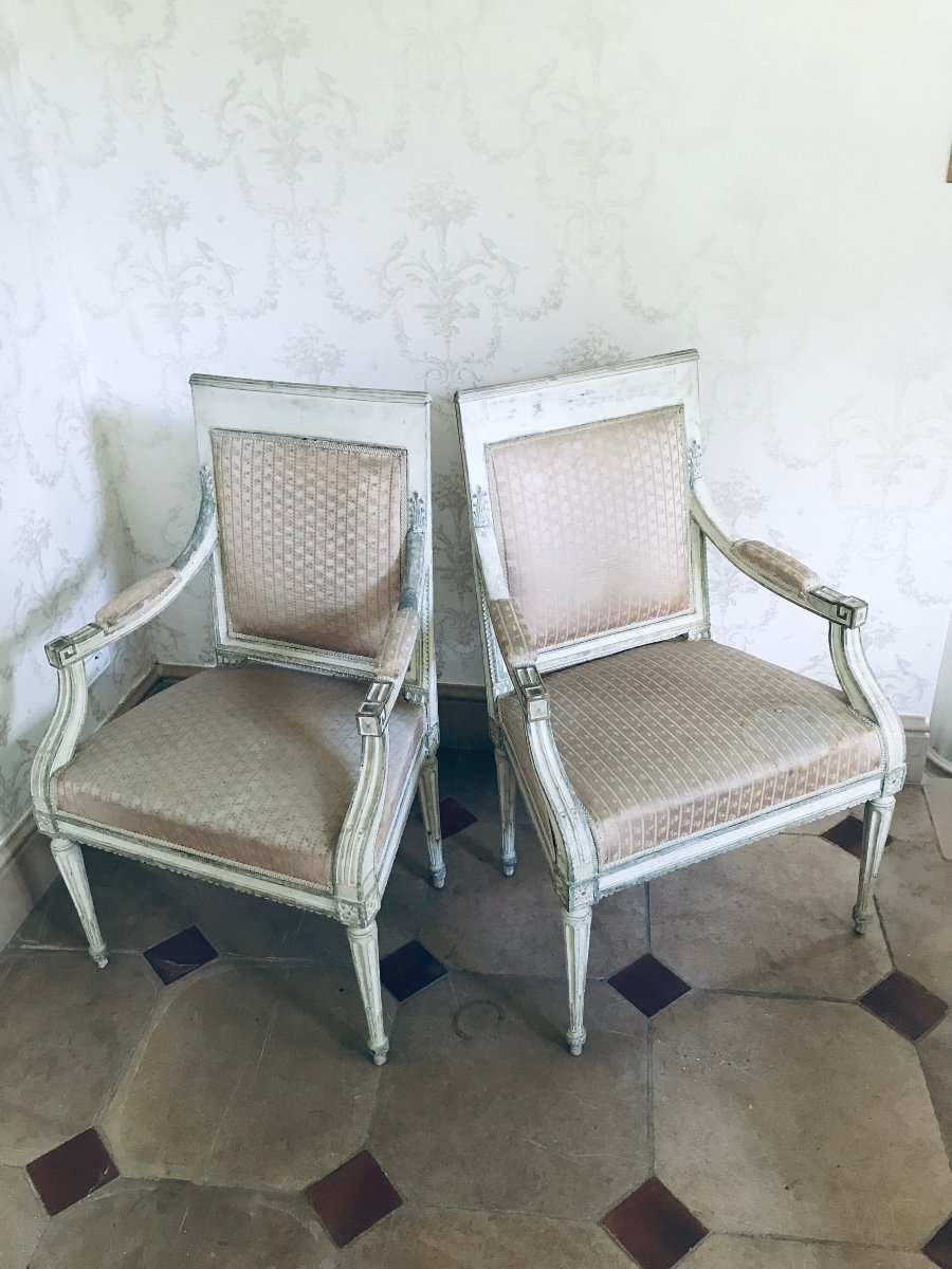 Paire De Fauteuils En Bois Laqué XVIIIe-photo-3