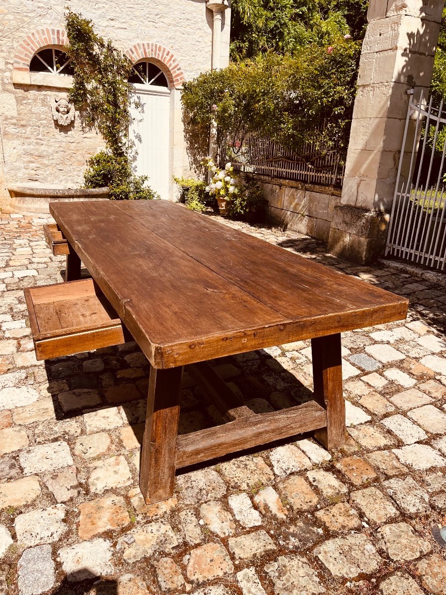 Table De Réfectoire De Château En Hêtre XVIII e-photo-6