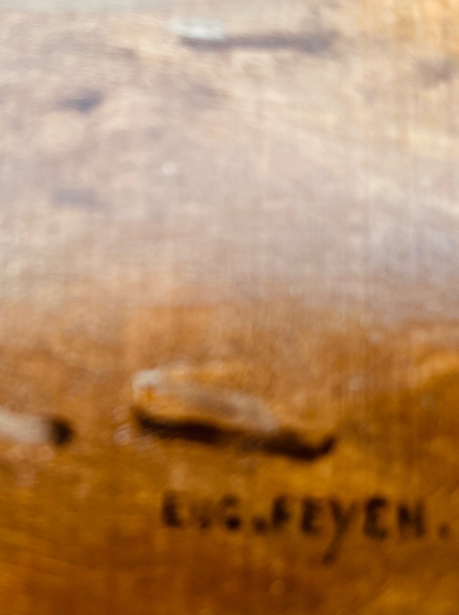 Oil On Panel - The Shell Collector By Eugène Feyen-photo-2