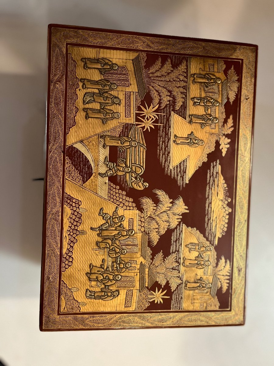 Boîte à Thé En Laque XIX E-photo-4