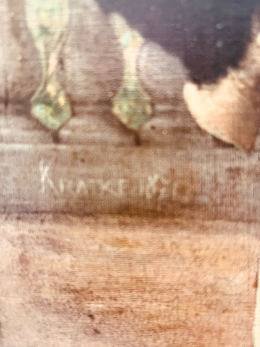 Breastfeeding - Oil On Canvas Signed Kratké-photo-1