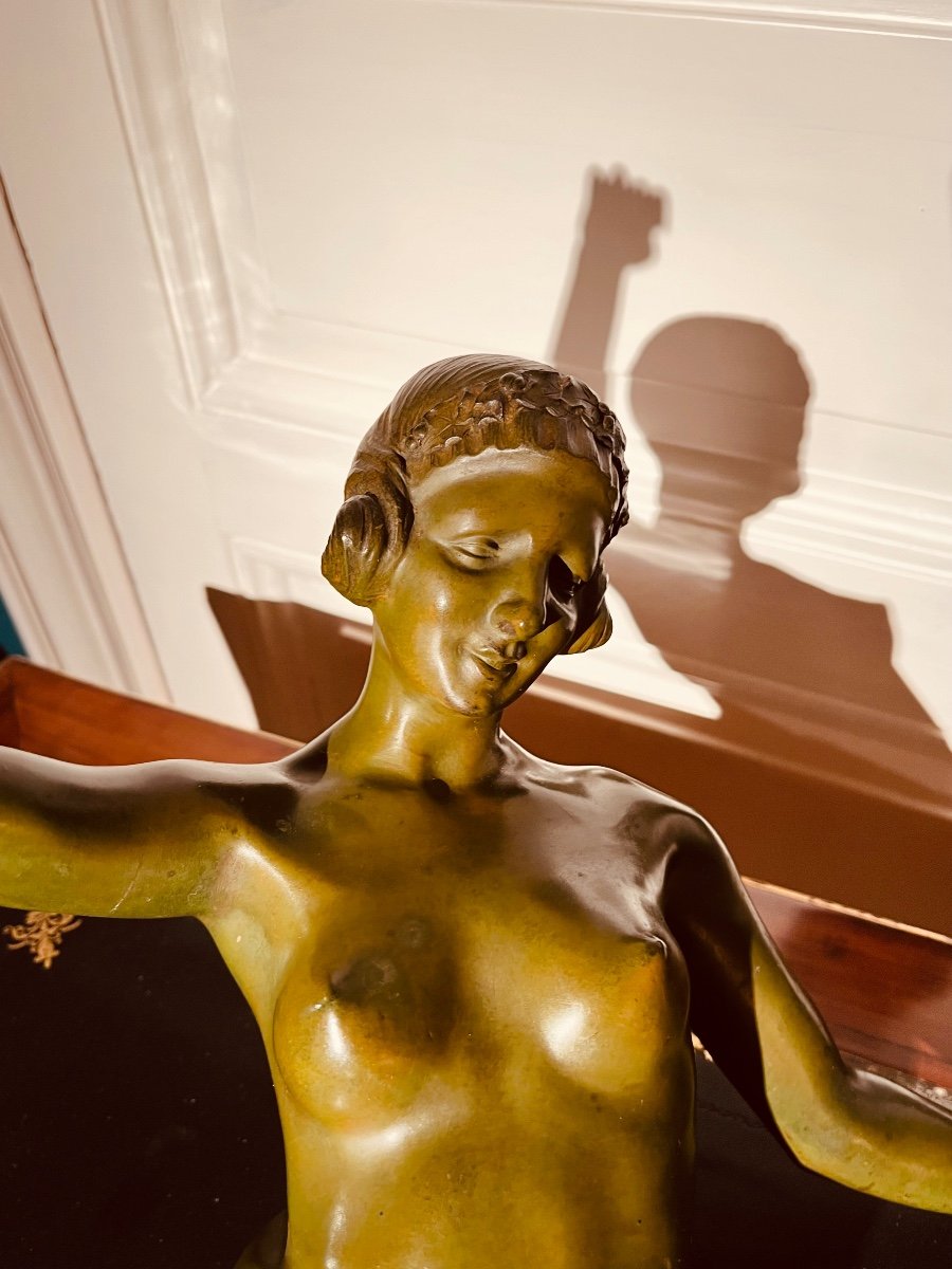 Bronze - Woman Dancing With A Teddy Bear Signed Jean Verschneider-photo-2