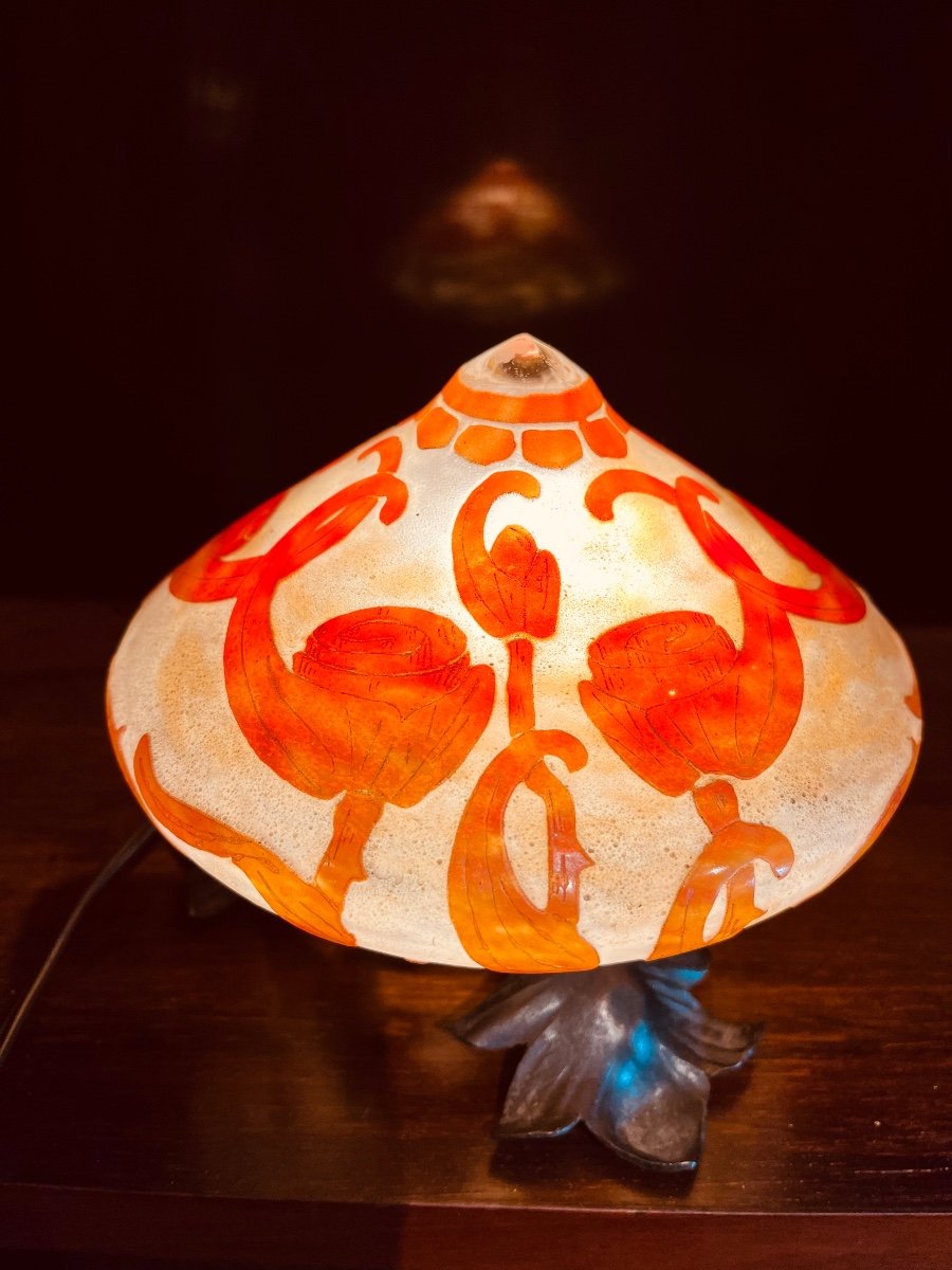 Veilleuse En Pâte De Verre  Signée - Le Verre Français 