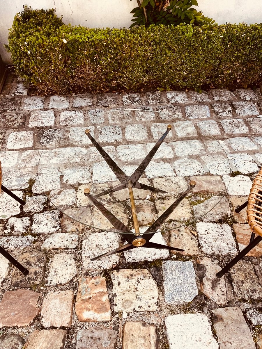 Deux Fauteuils En Bambou Et Une Table Année 50-photo-1