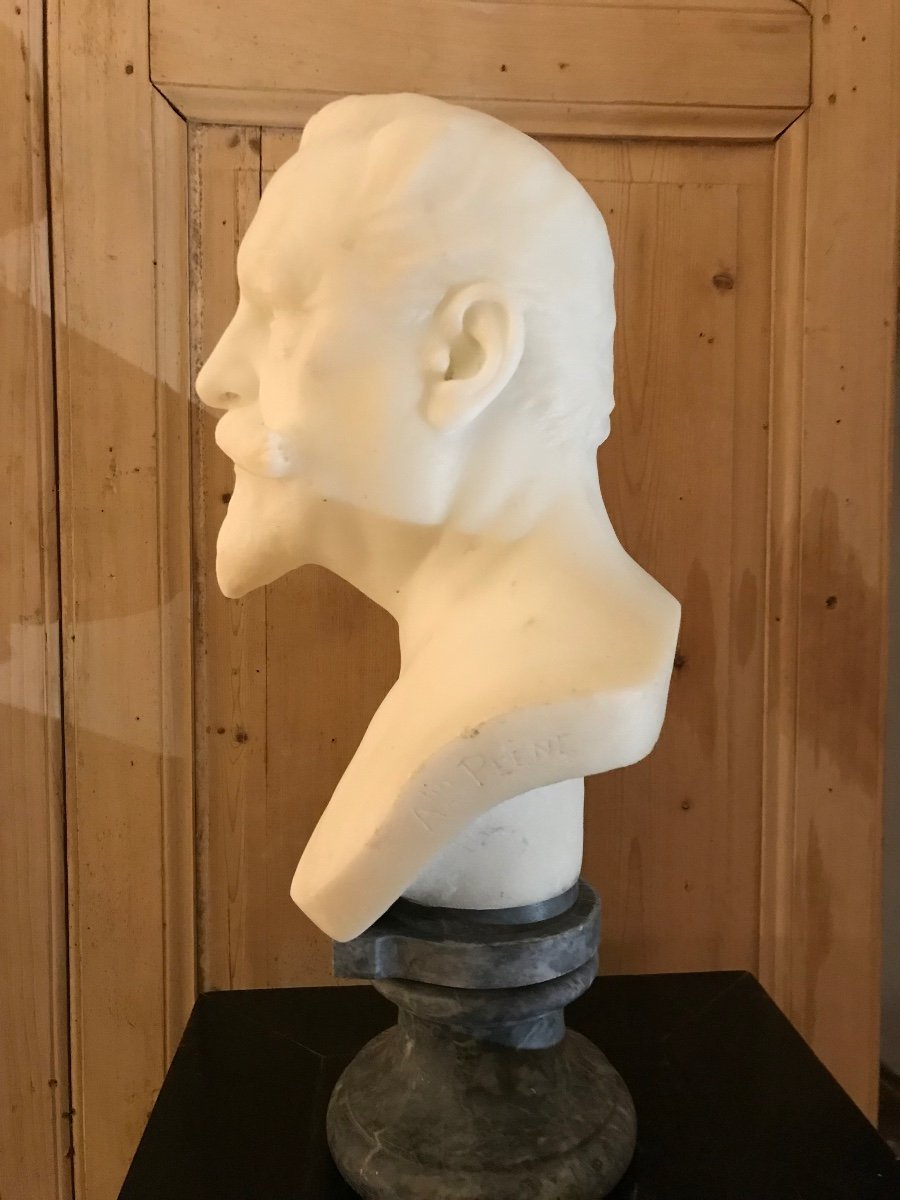 Marble Bust By Augustin Peene 1853 - 1913-photo-5