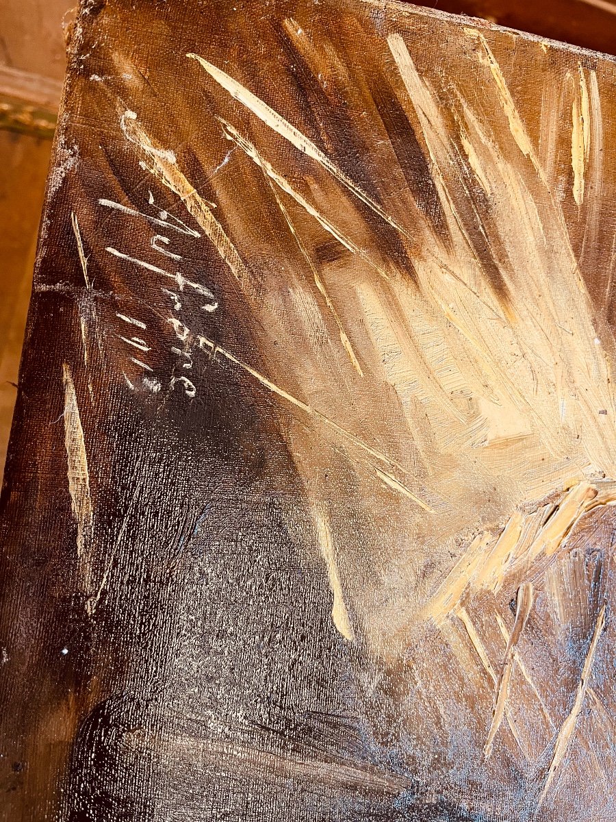 Huile Sur Toile Gerbes De Blés Signée Aufrère -photo-6