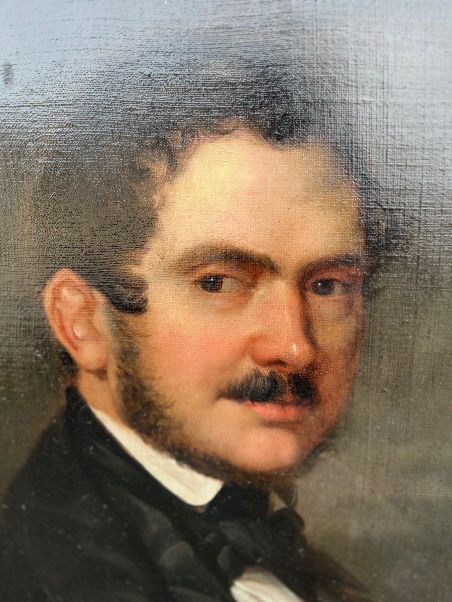 Oil On Canvas Spanish Family From The 19th Century-photo-2