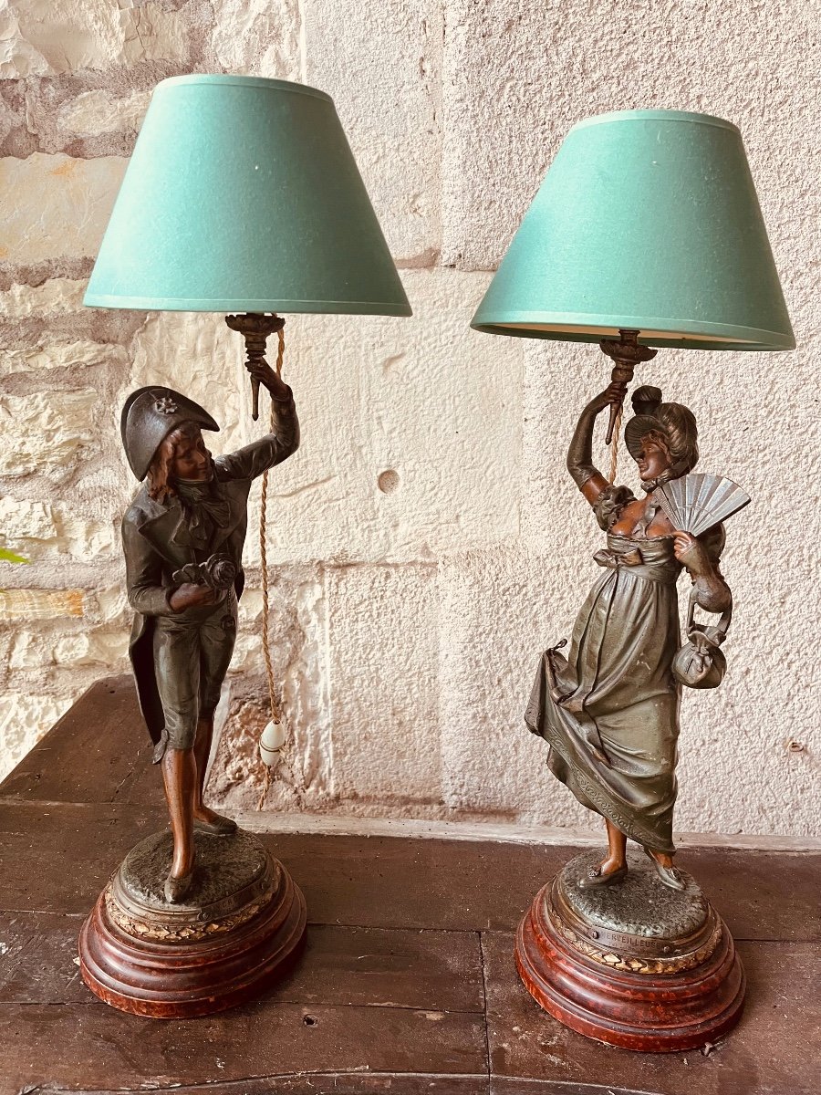 Pairs Of Spelter Lamps - Amazing And Wonderful -photo-3