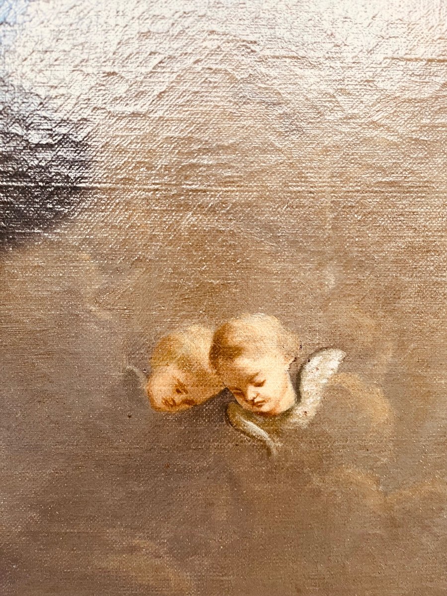 Huile Sur Toile Jesus Sur Le Mont Des Oliviers D’après Une Gravure De Drevet Début XIXe-photo-2