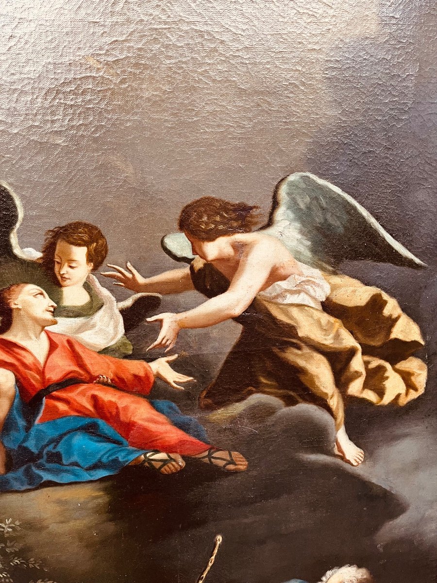 Huile Sur Toile Jesus Sur Le Mont Des Oliviers D’après Une Gravure De Drevet Début XIXe-photo-4