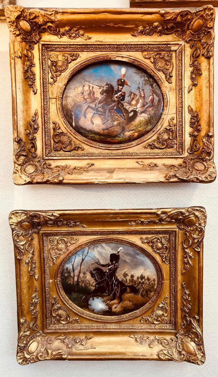 Paire De Tableaux Sur Porcelaine - Bataille Napoléonienne 