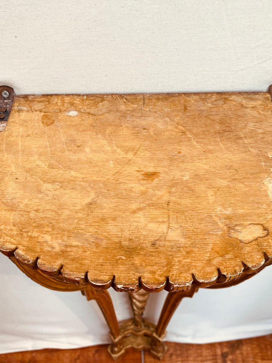 Paire De Consoles En Bois Doré Et Sculpté époque XIXe-photo-4