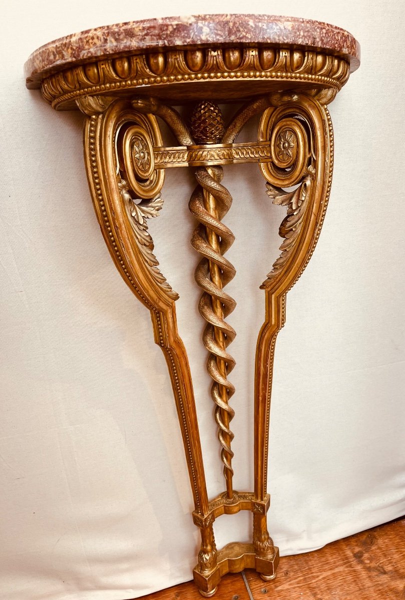 Paire De Consoles En Bois Doré Et Sculpté époque XIXe-photo-5