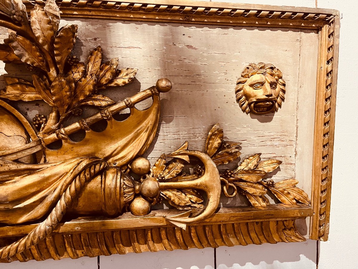 18th Century Gilded Wooden Door Top-photo-3