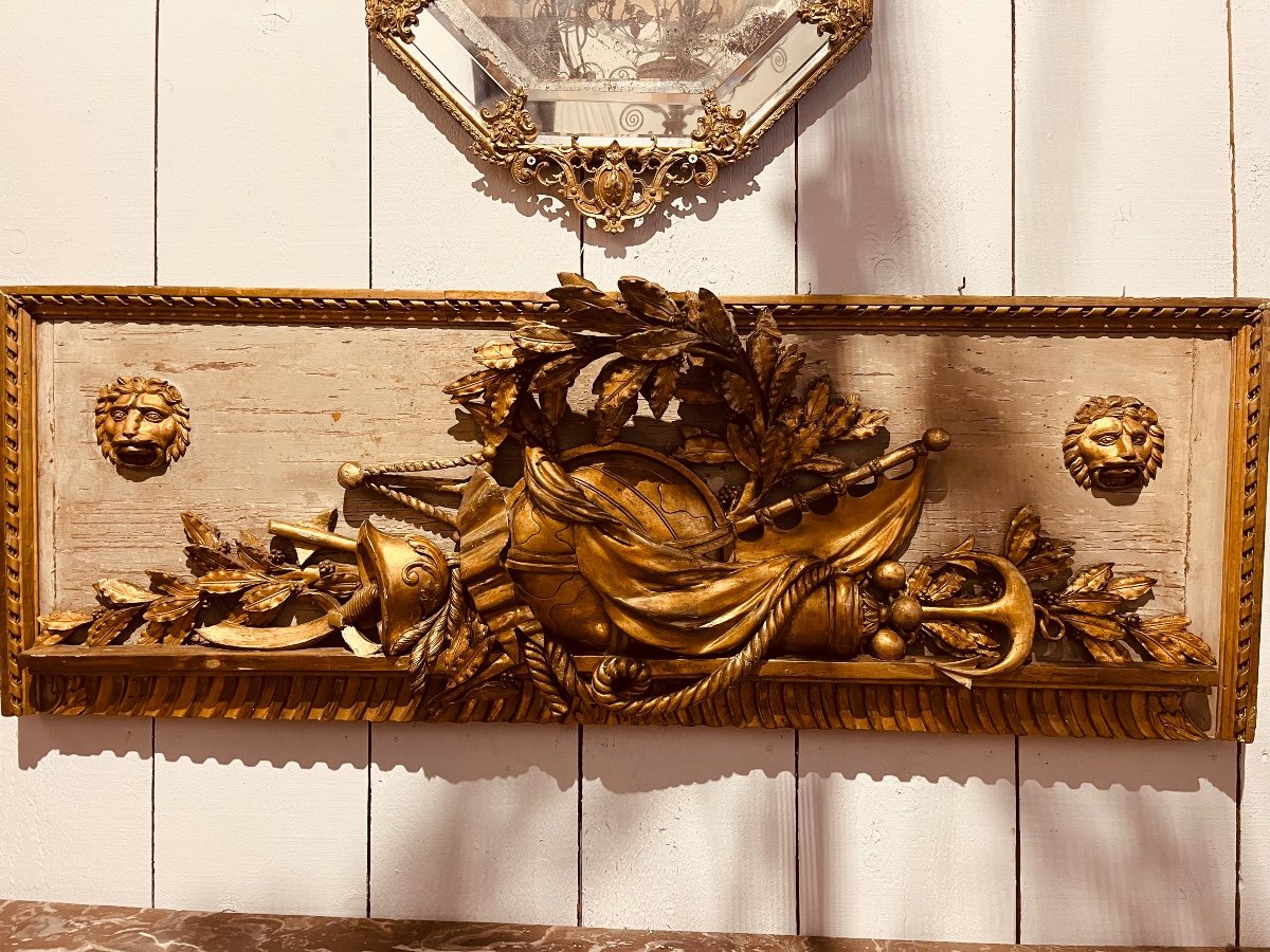 18th Century Gilded Wooden Door Top-photo-3