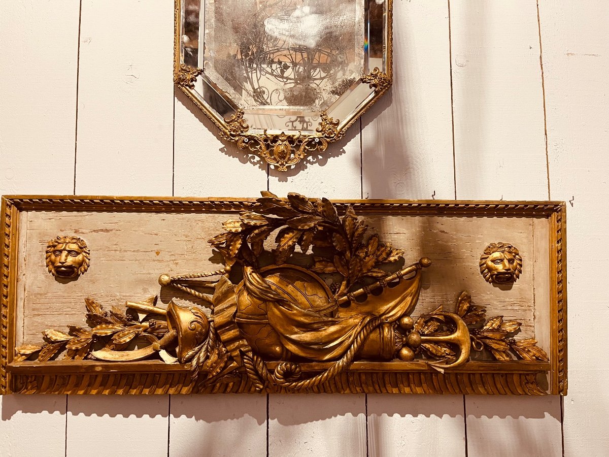 18th Century Gilded Wooden Door Top-photo-6