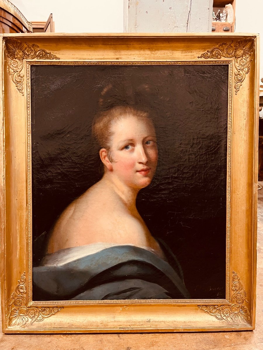 Huile Sur Toile Portrait De Femme Signée buschet-photo-5