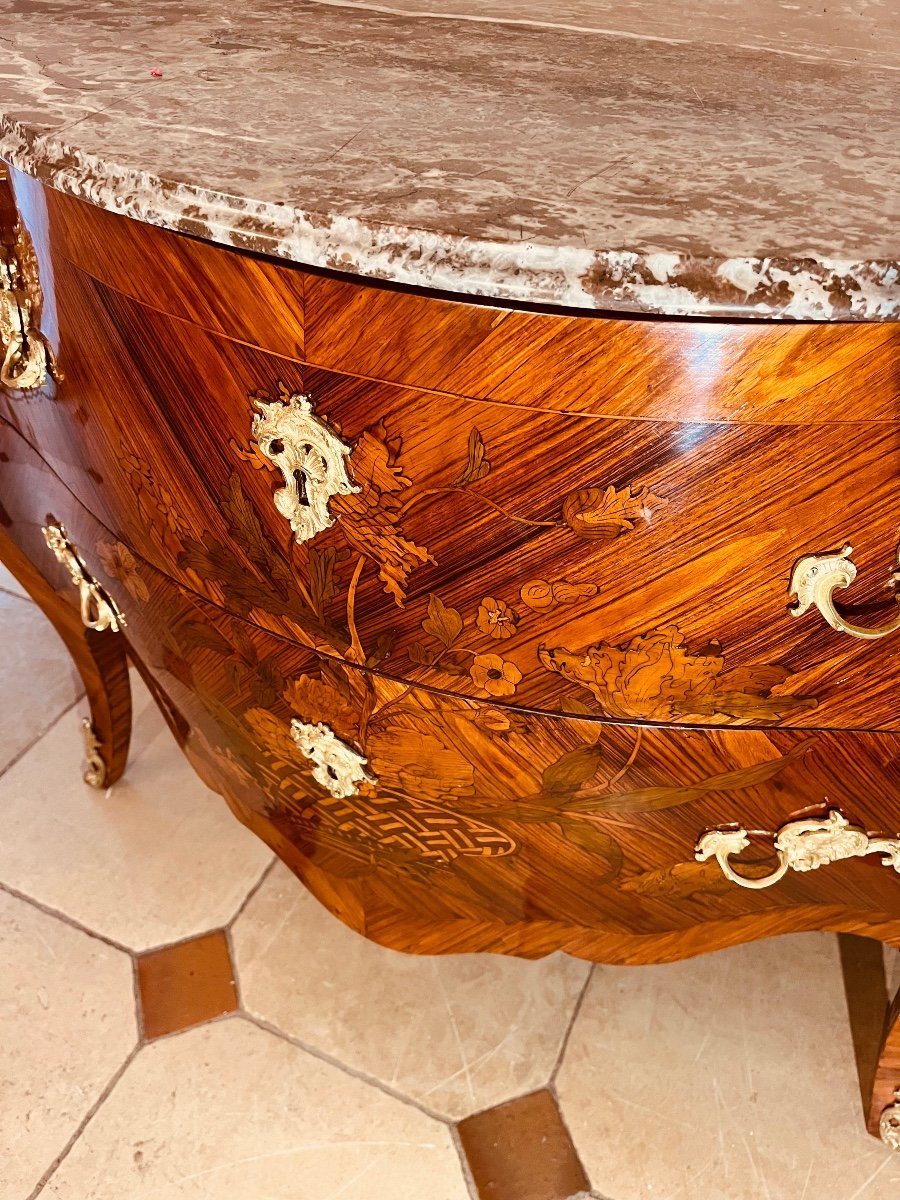 19th Century Rosewood Marquetry Chest Of Drawers-photo-7