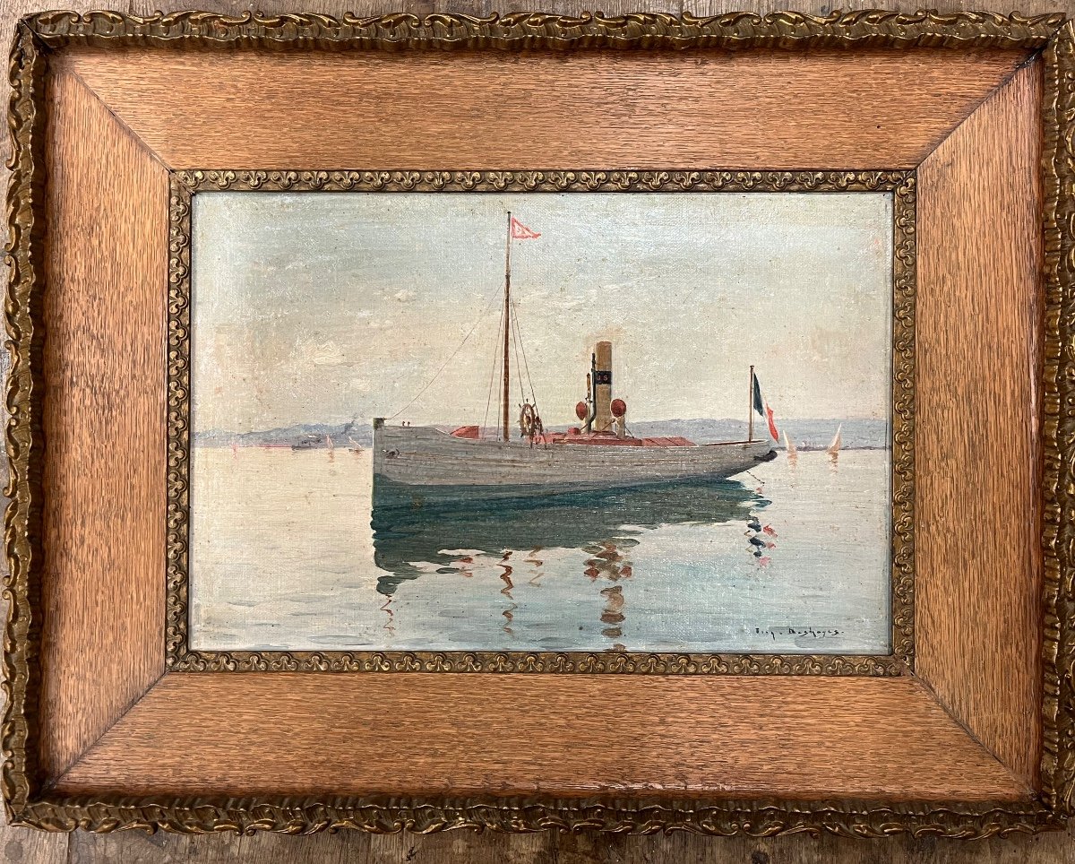 Steamboat Signed Eugène Deshayes