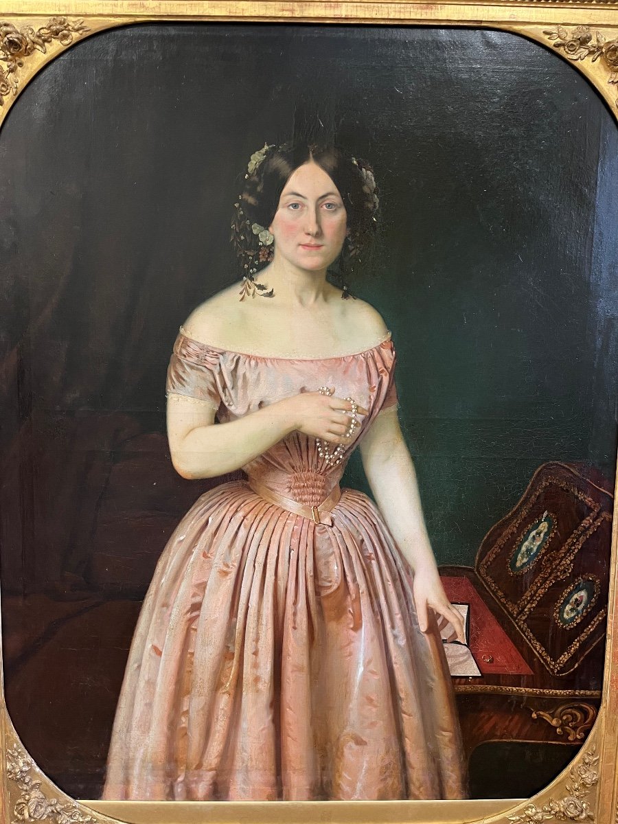 Grande Huile Sur Toile Femme En Pied Par Paul Soyer-photo-4