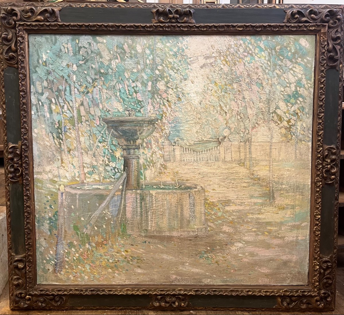 The Fountain - Oil On Canvas By Gregorio 