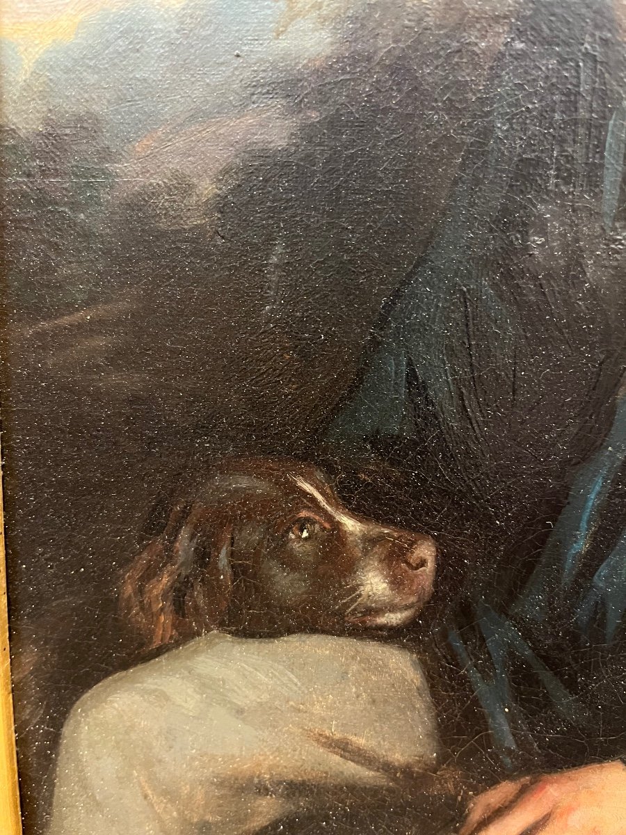 Chasseur Huile Sur Toile XIXe -photo-2