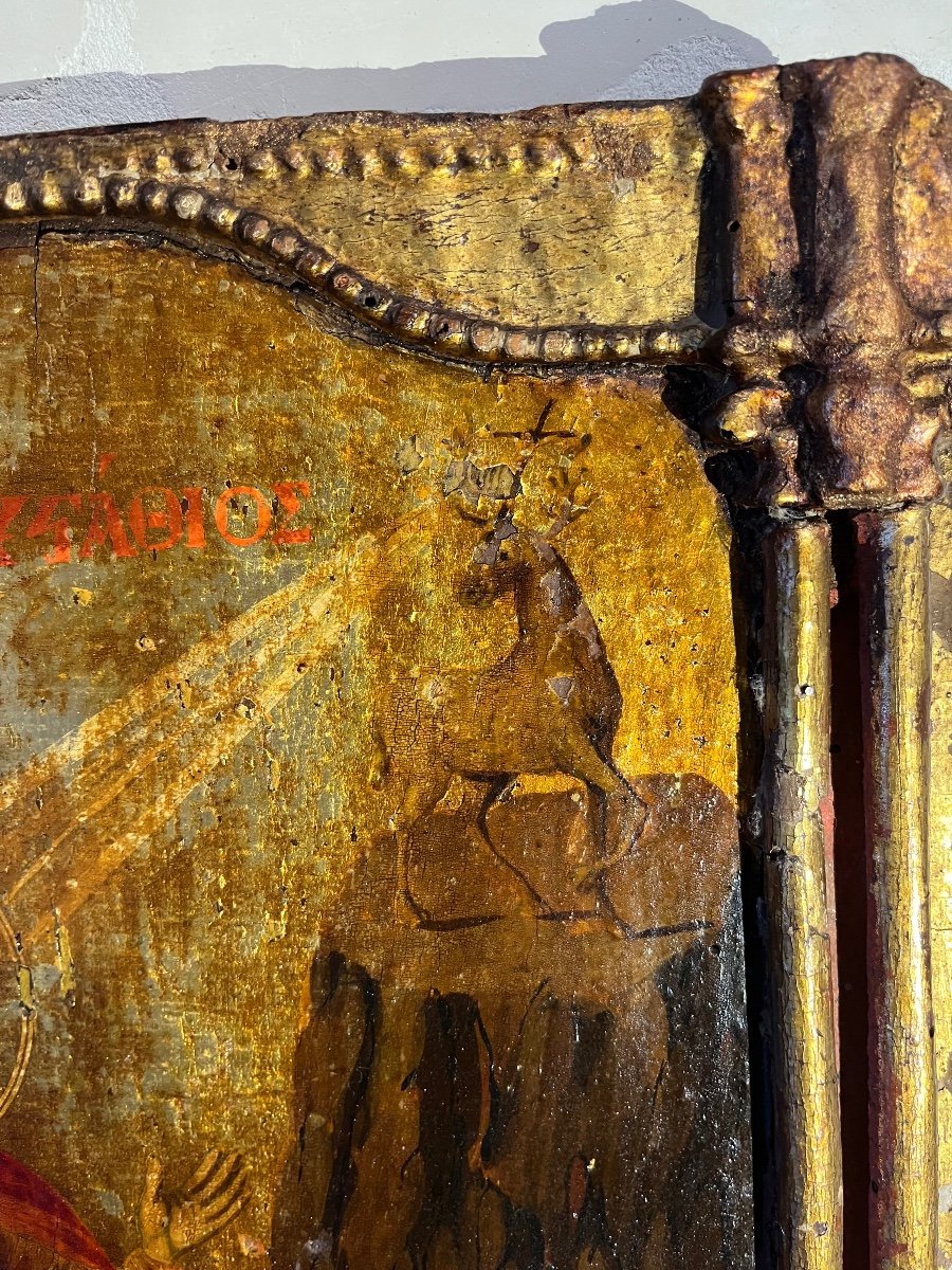 Icône  Grecque De Saint Hubert  XVIIIe -photo-3