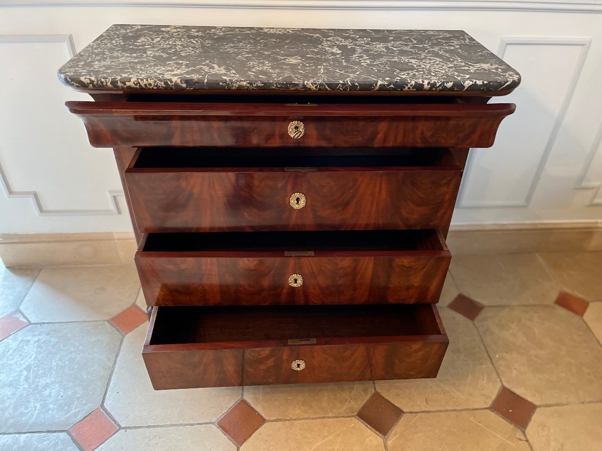 Small Louis Philippe Mahogany Chest Of Drawers, 19th Century-photo-1