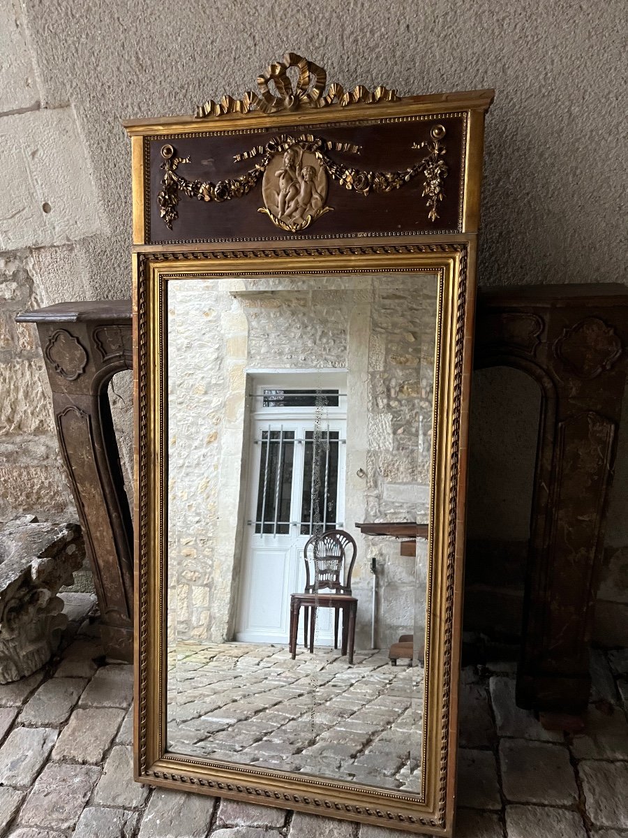Louis XVI Style Trumeau Mirror-photo-4