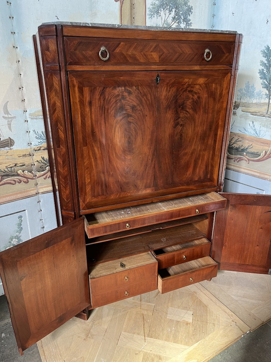 Louis XVI Secretary In Mahogany, 18th Century -photo-5