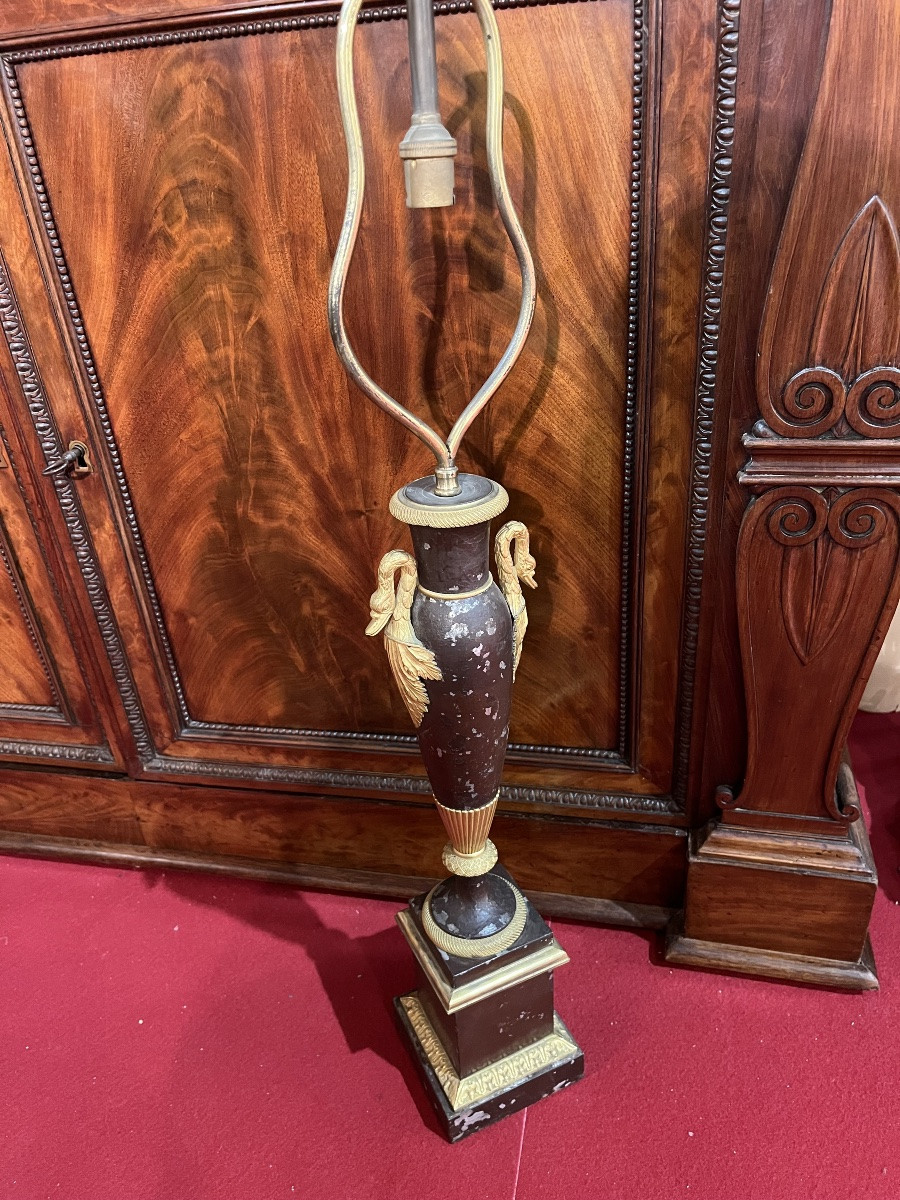 Lampe Carcel En Tôle Peinte Et Bronze Doré XIXe -photo-3