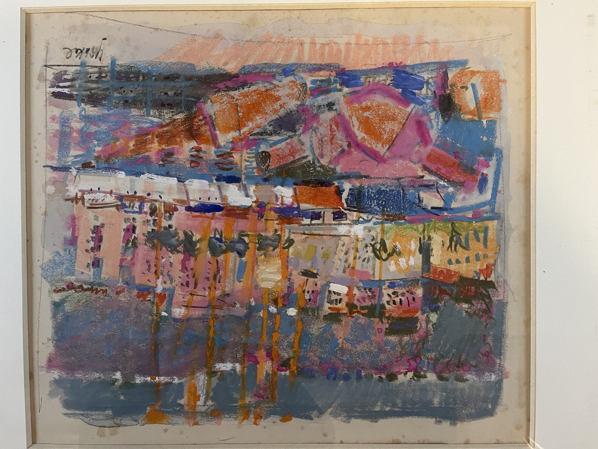 Pastel - The Port By Jacques Yankel 1920 -2020-photo-3