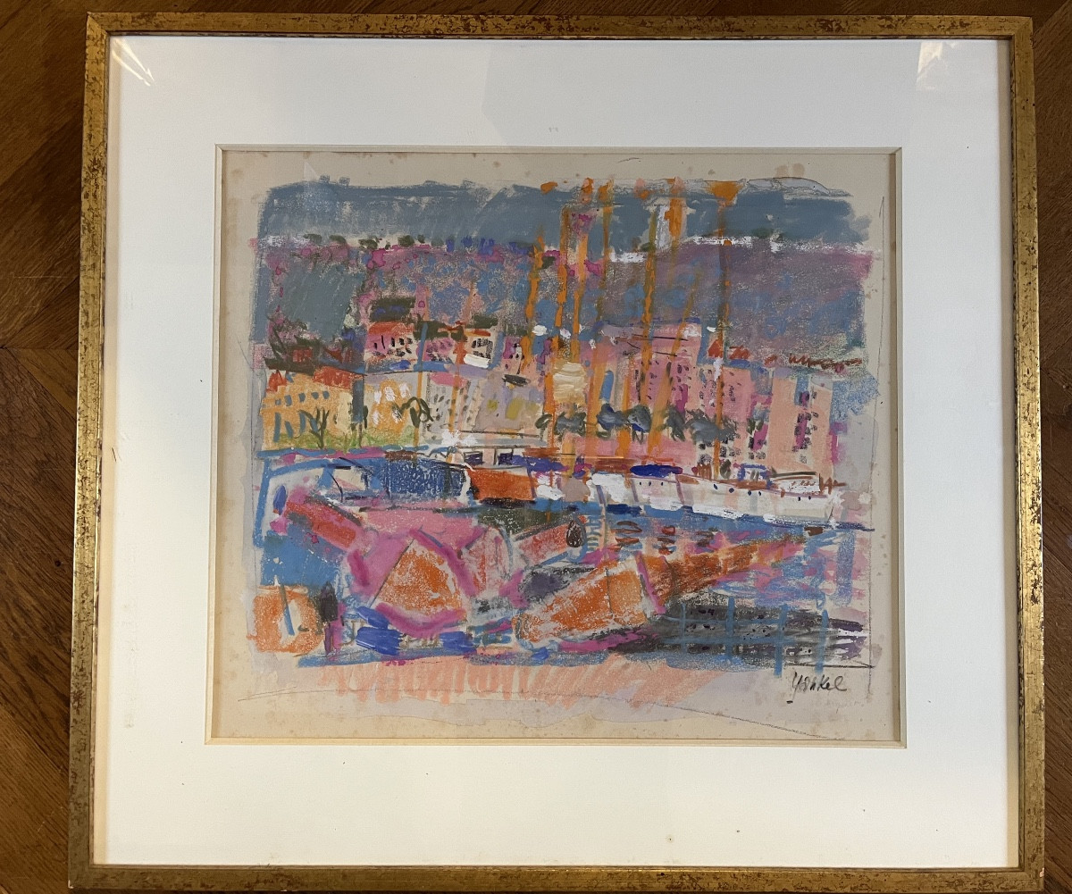 Pastel - The Port By Jacques Yankel 1920 -2020