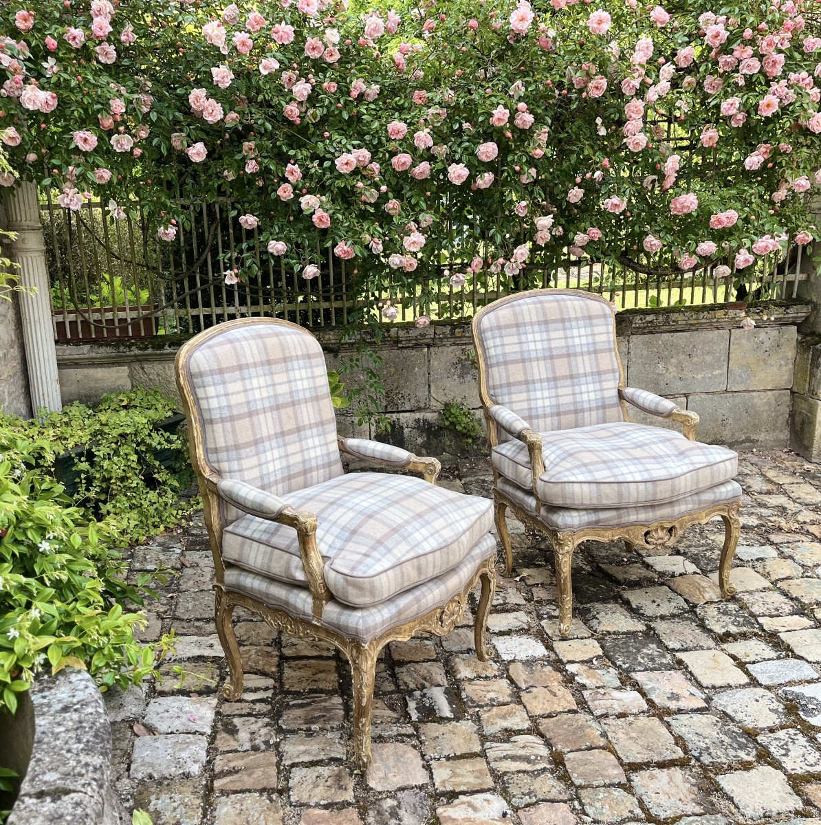 Pair Of Large 18th Century Gilded Wooden Armchairs
