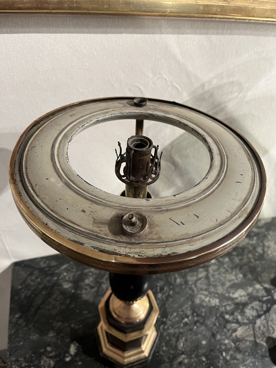 Pair Of Carcel Lamps In Painted Sheet Metal And Crystal -photo-5