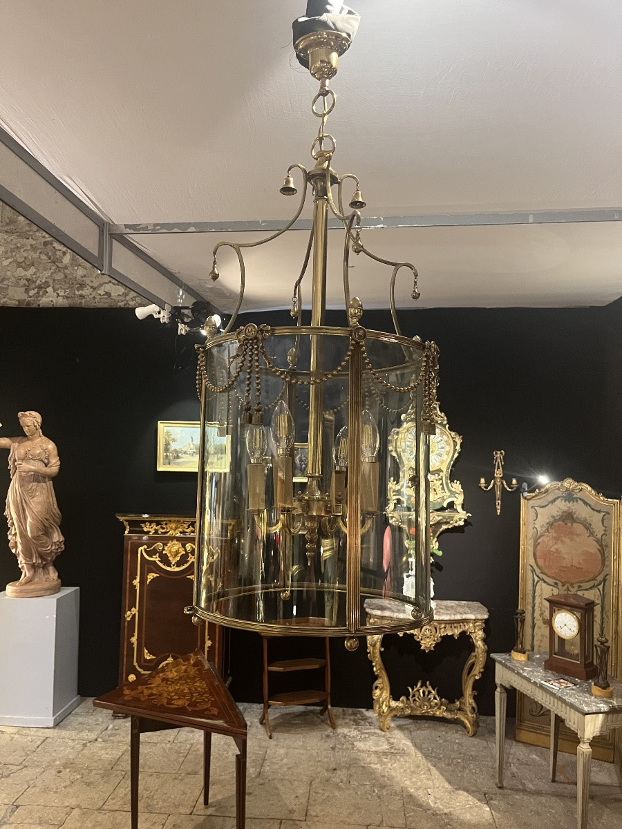 Lanterne de vestibule  en bronze de style Louis XVI -photo-5