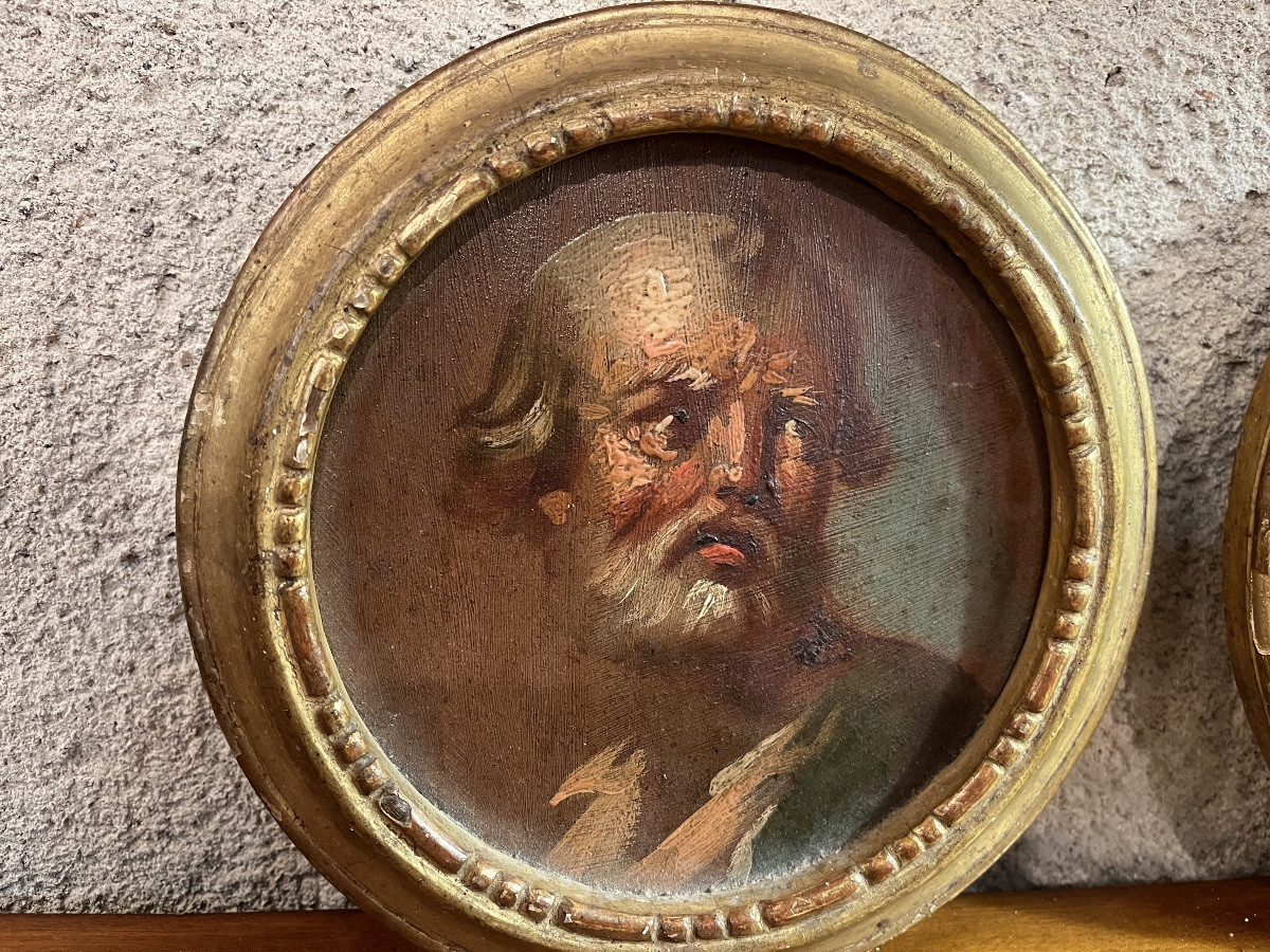 Pair Of Tondo Paintings - 18th Century Italy -photo-4