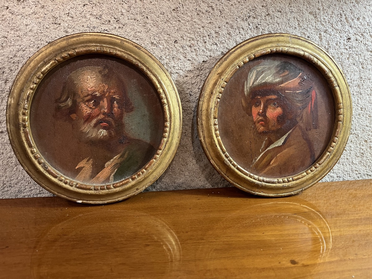 Pair Of Tondo Paintings - 18th Century Italy -photo-4