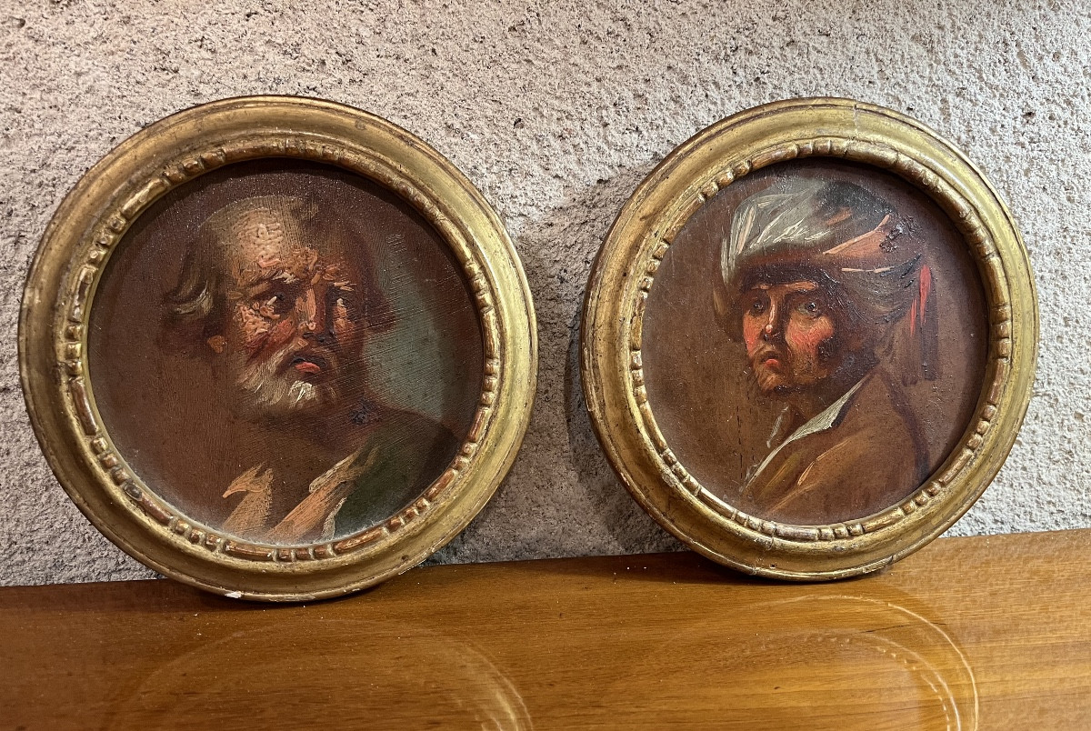 Pair Of Tondo Paintings - 18th Century Italy 