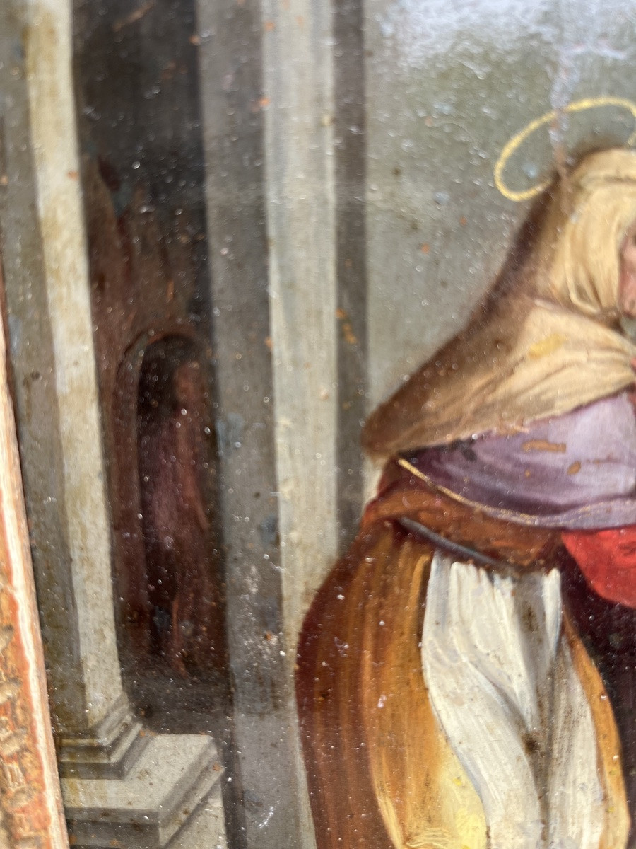La Visitations de Marie à Élisabeth -  huile sur cuivre  École Flamande -photo-4