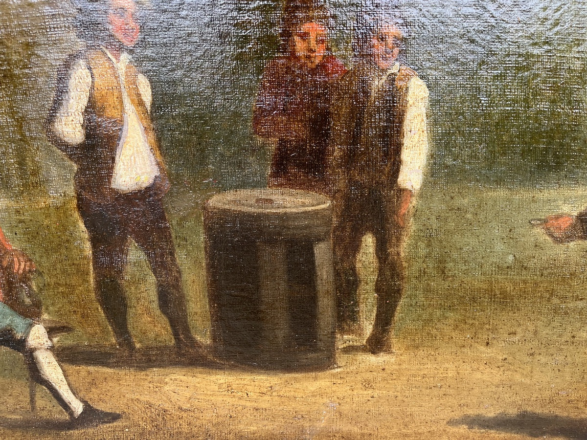 Oil On Canvas, 18th Century - The Game Of Pucks -photo-2