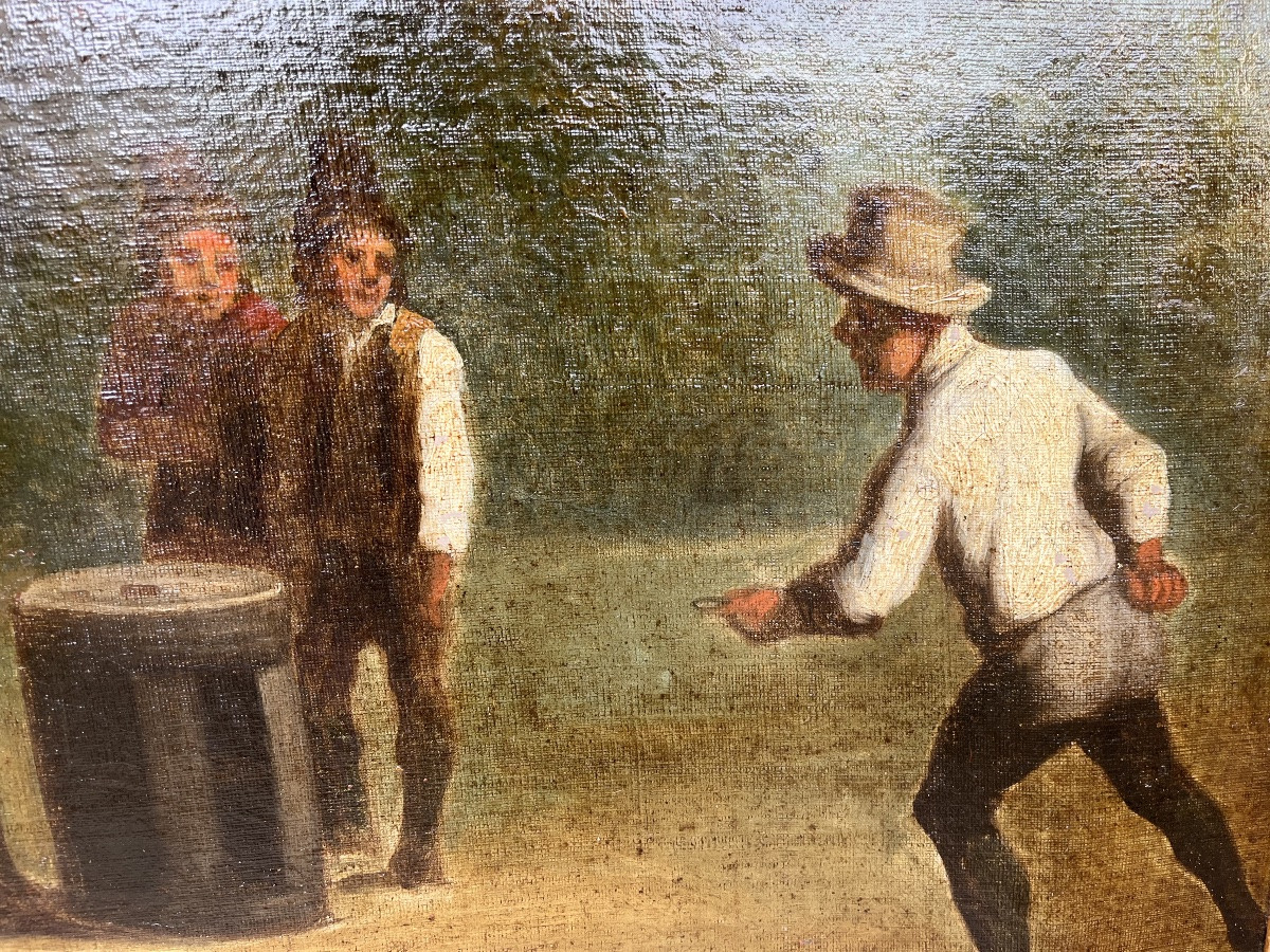 Oil On Canvas, 18th Century - The Game Of Pucks -photo-3